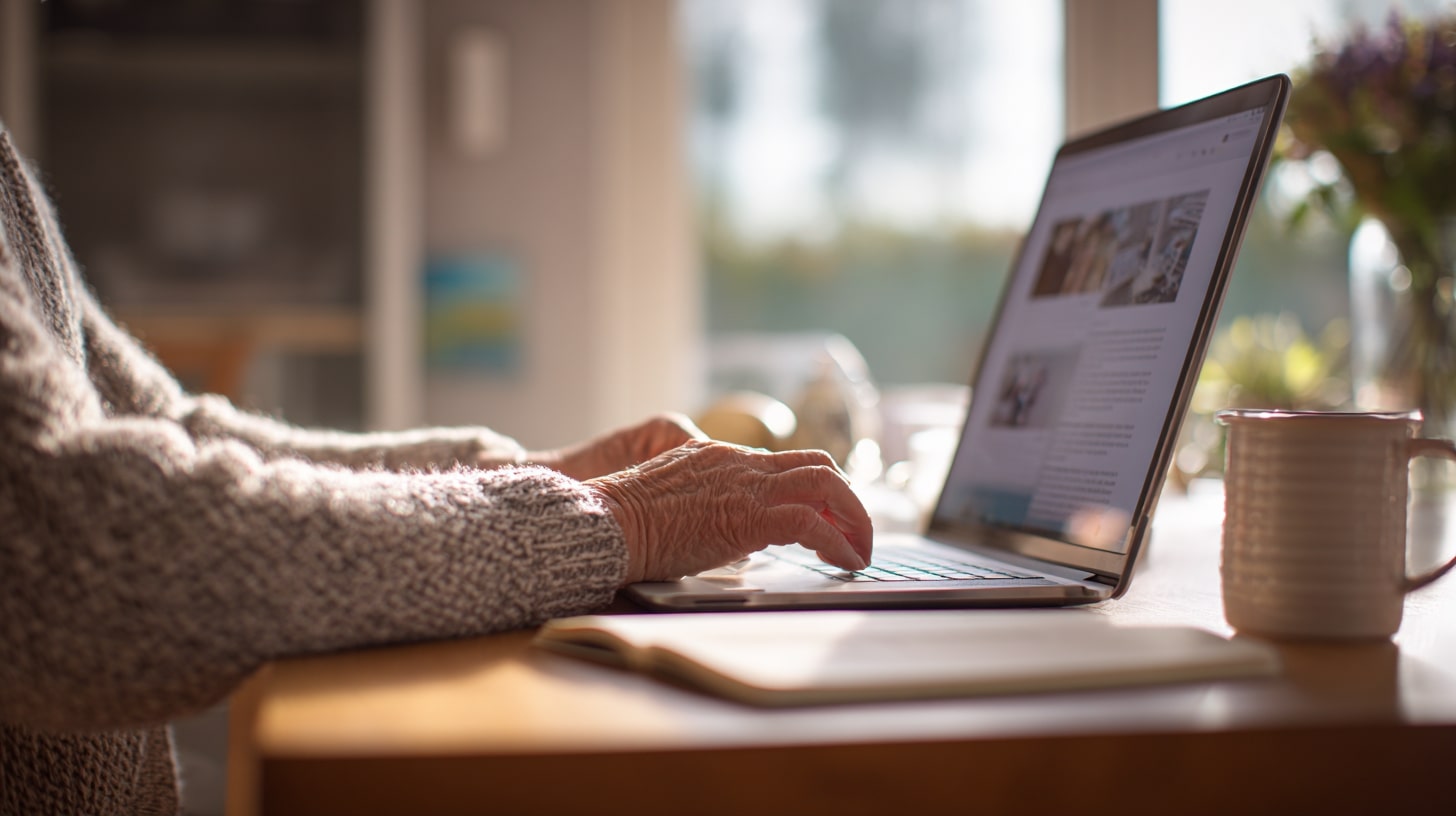 Adulte consultant en ligne des informations sur les aides et l’accompagnement en Gironde.